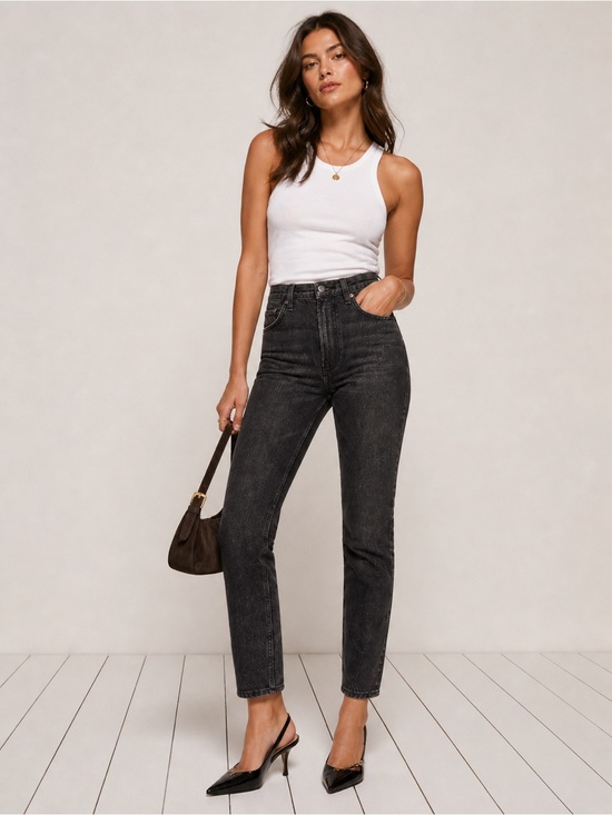Reformation Denim - Reformation Julia‎ High Rise Cigarette Straight Leg Jeans Charcoal Size 29